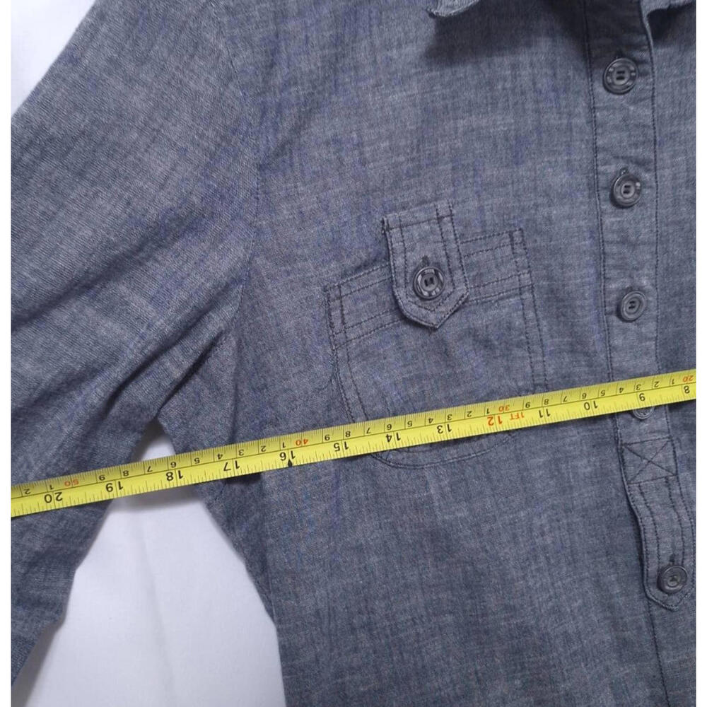 Anthropologie Fei Shirt Dress Womens Size S Tunic Belted 3/4 Sleeves‎  Blue Gray - Picture 8 of 9